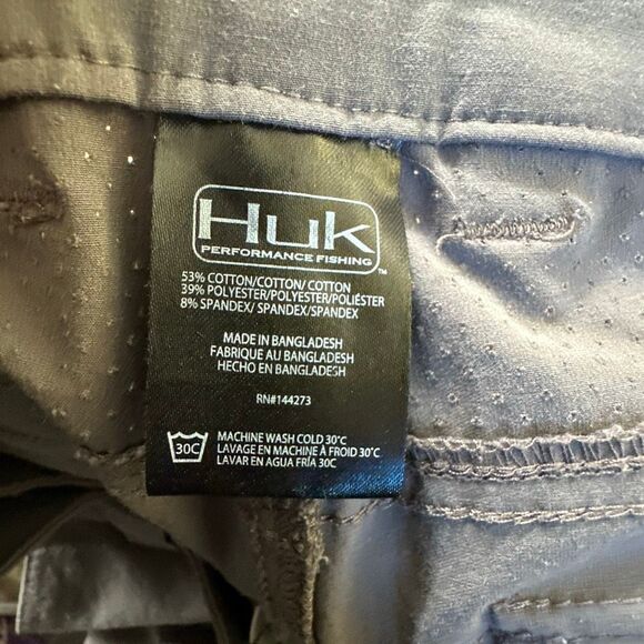 HUK Shorts Large Men's Gray Next Level Quick-Drying Performance Fishing Shorts - Picture 8 of 10